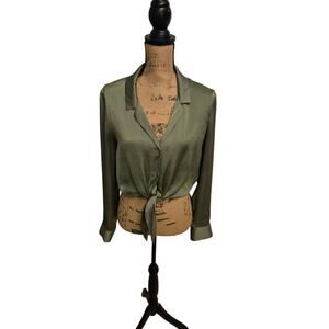 Wilfred green tie front top, size medium